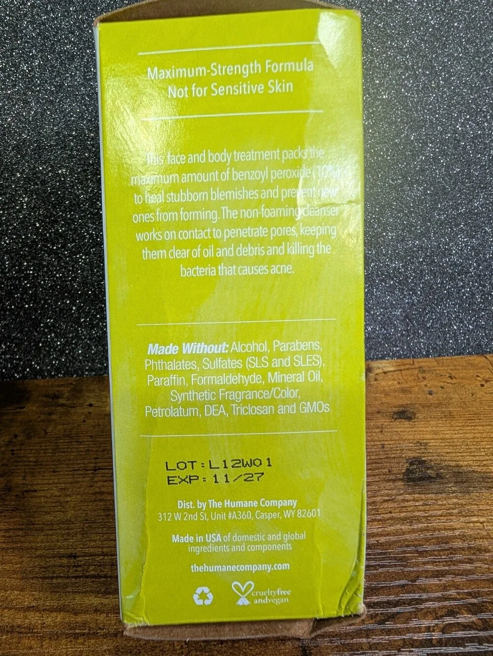 Humane Maximum Strength Acne Wash 10% Benzoyl Peroxide 8 oz